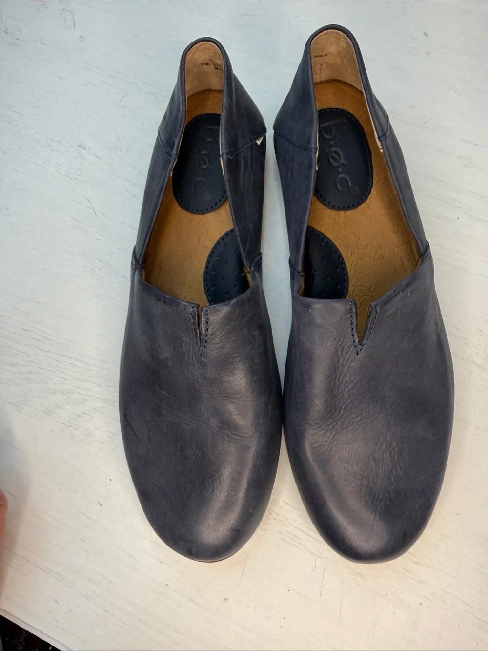 B.O.C. Suree Leather Blue Slip-on Loafer Casual Shoes Size 7M